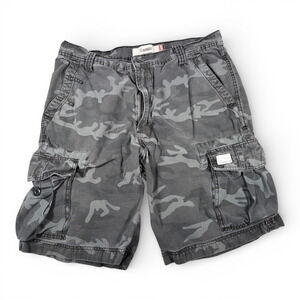 Vintage Levis Cargo Shorts Mens 34 Gray Camo Utility Tactical Military Baggy Y2K